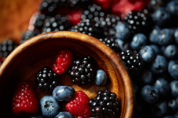 raspberry and blackberry on plate