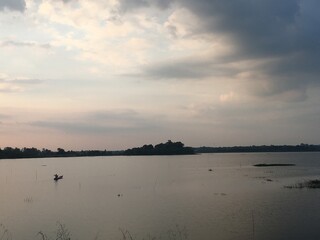 sunset over the river