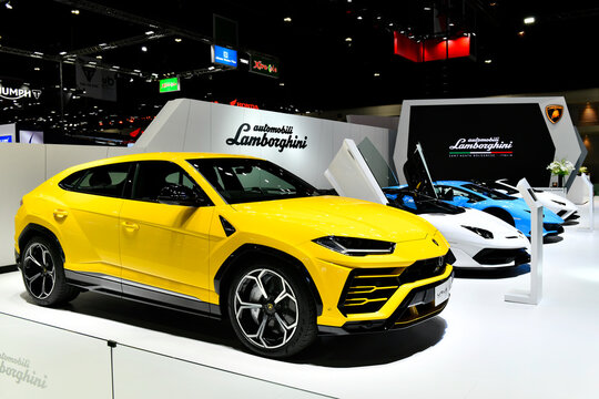 Thailand, July 17, 2020 - Lamborghini urus super SUV on display at the 41st BANGKOK INTERNATIONAL MOTOR SHOW 2020 in Nonthaburi
