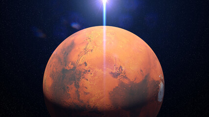 Mars, the mysterious red planet of the Solar System, orbital view