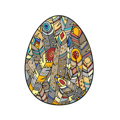 Colored vector art bird feathers in egg shape 