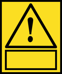 yellow triangle  attention sign  and exclamation point mark , empty copy space for text, symbol on object  