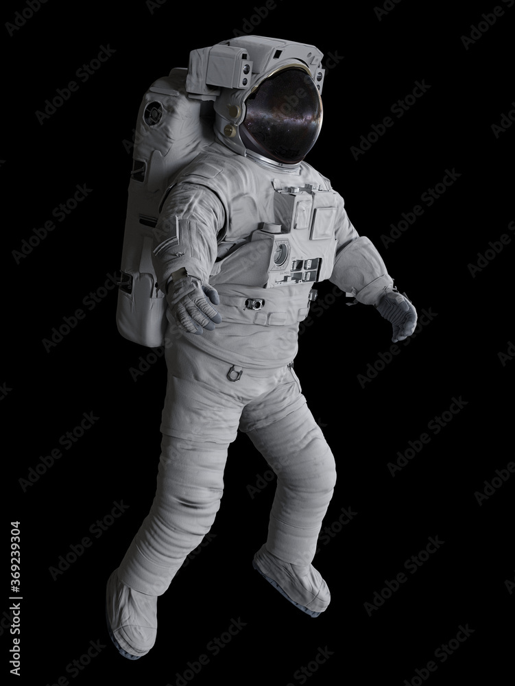 Canvas Prints astronaut flying in outer space, isolated on black background