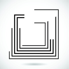 Rectangle Logo with lines.Square unusual icon Design .frame with Vector stripes .