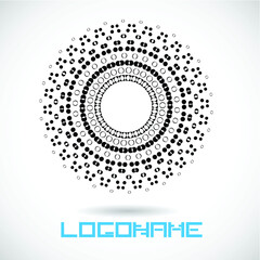 halftone dots circle unusual icon Design .frame with Vector stripes 