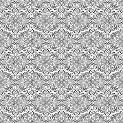 Art nouveau seamless pattern with fleur de lys. Colored page background in black and white. Linear illustration