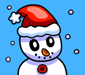 Cartoon Stylized Cute Happy Christmas Snowman Card