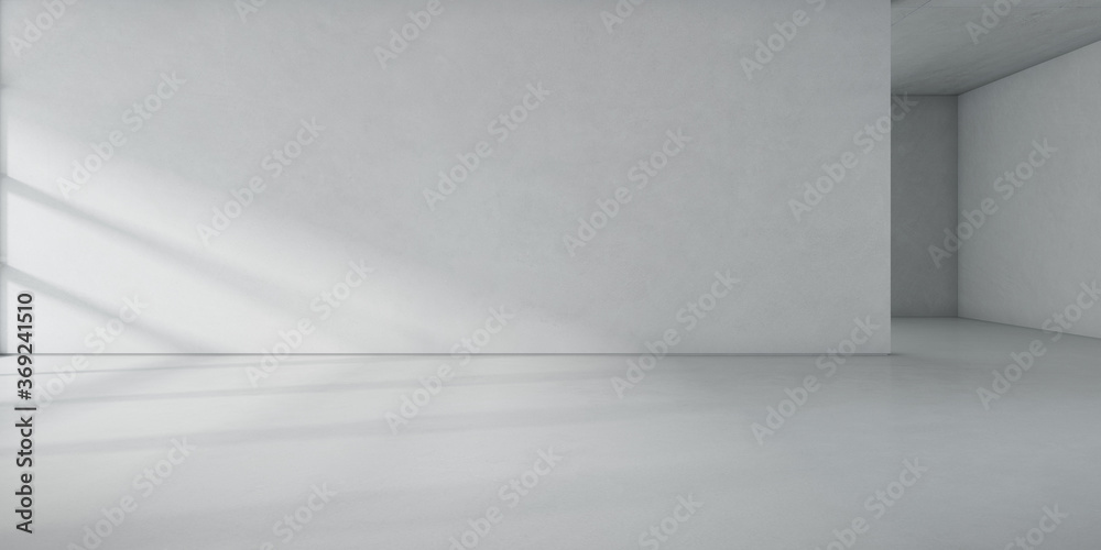 Poster empty concrete room with shadow on the wall. 3d render.