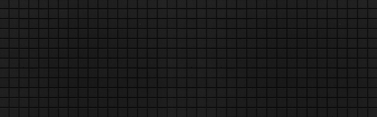 Panorama of Black mosaic wall tile pattern and seamless background