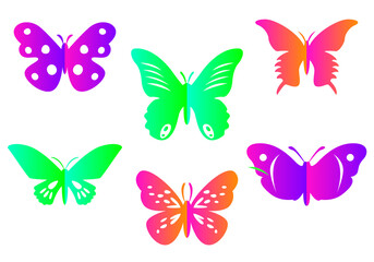 set of colorful vector butterflies