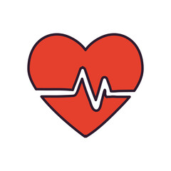 heart pulse line and fill style icon vector design