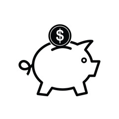 piggy bank icon, save money sign, business and financial