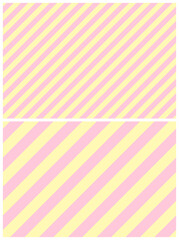 2D Illustration - Diagonal Pink Yellow Colored Stripes Background Set - two Images with about 177px and 354px Stripes Width