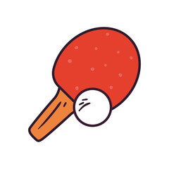 ping pong racket with ball line and fill style icon vector design
