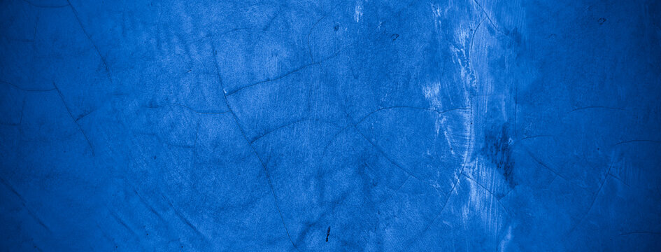 Old wall pattern texture cement blue dark abstract  blue color design are light with black gradient background.