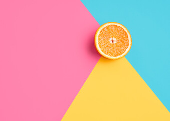 Orange on abstract geometry colored paper texture minimalism background