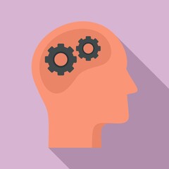 Gear system neuromarketing icon. Flat illustration of gear system neuromarketing vector icon for web design