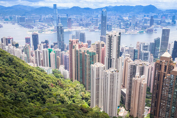 Hong Kong city central district, aerial view