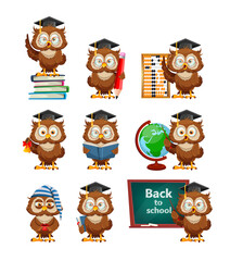 Obraz premium Cute wise owl. Funny owl, back to school concept