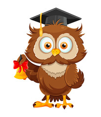 Cute wise owl. Funny owl, back to school concept