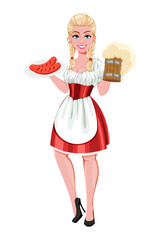 German girl in traditional costume on Oktoberfest