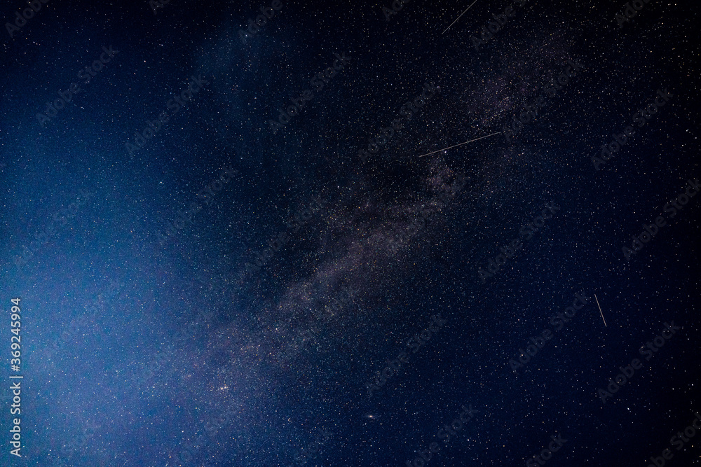 Wall mural overhead milky way with stars in clear summer night. country side.