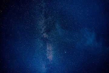 Overhead milky way with stars in clear summer night. Country side.