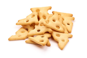 Cheese crackers, isolated on white background