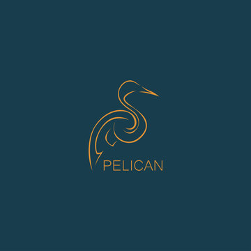 Outline Pelican Abstract Vector Logo