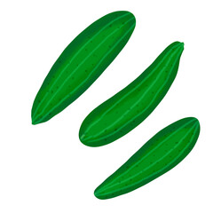 three green cucumbers on a white background digital art
