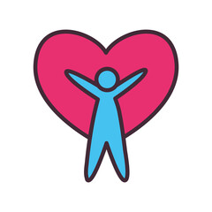 volunteer avatar man with heart line and fill style icon vector design