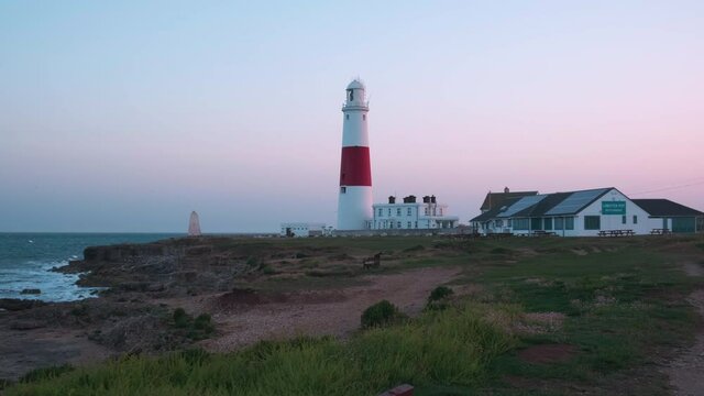 Portland Bill Lighthouse in the evening light Portland Dorset England 