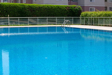 Swimming pool with special depths and water inside.