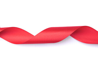 Red ribbon isolated on white background.