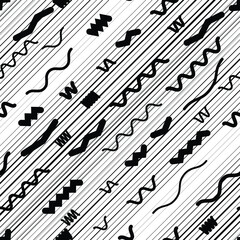 Seamless pattern with speed lines, halftone dots , circles . minimalistic poster with striped Design elements .Repeating Vector stripes .Geometric shape. Dynamic geometrical Endless overlay texture.