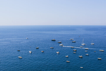 Fototapeta na wymiar Sea view with boats. Amalfi Coast, Italy.
