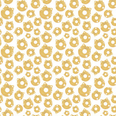 seamless pattern with oranges and donut cat for fabrics, paper, textile, gift wrap isolated on white background 