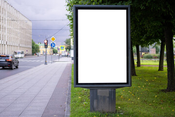 bus stop sign on the road Mockup