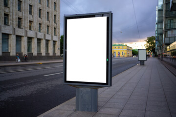 bus stop sign on the road Mockup