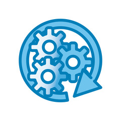 arrow around gears line and gradient style icon vector design