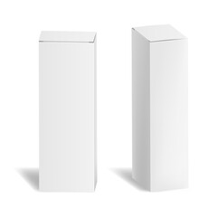 Realistic 3d Detailed White Blank Cardboard Cosmetic Boxes Closed View Set. Vector