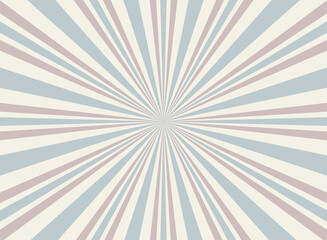 Sunlight retro horizontal background. Pale red, blue, beige color burst background.