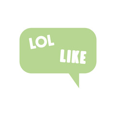 slang bubbles concept, square bubble with lol and like words icon, line fill style
