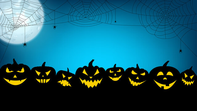 Black halloween pumpkins with spider.