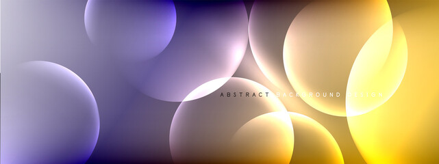 Vector abstract background liquid bubble circles on fluid gradient with shadows and light effects. Shiny design templates for text