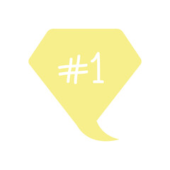 slang bubble concept, diamond speech bubble with number one symbol, line fill style