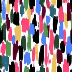 Seamless vector pattern made by hand drawn paint strokes. Bright smudges on white background.
