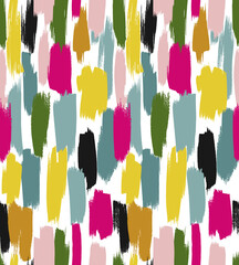 Bright seamless vector pattern made by hand drawn paint strokes. 

