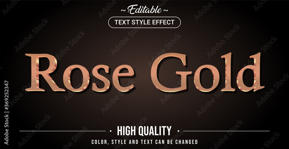 Poster editable text style effect - rose gold color theme style.