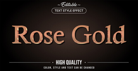 Editable text style effect - Rose Gold color theme style.